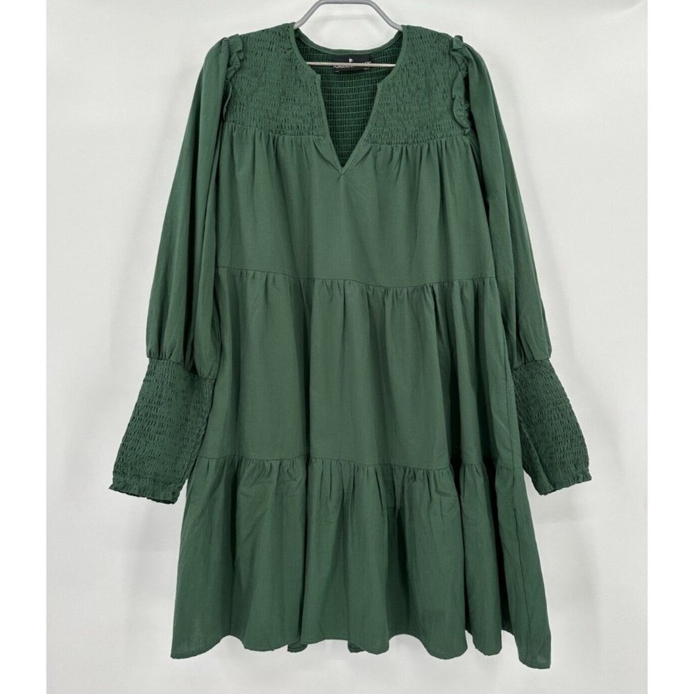 Pomander Place Tuckernuck Women's Ceci Mini Swing Dress Jaguar Green Smock sz M*